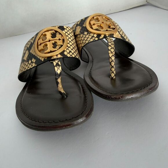 Tory Burch, Leather Snake Thong Sandals, 7, Miller Flip Flops - Picture 3 of 6